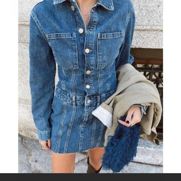 ZARA TRF DENIM DRESS - Picture 12 of 16